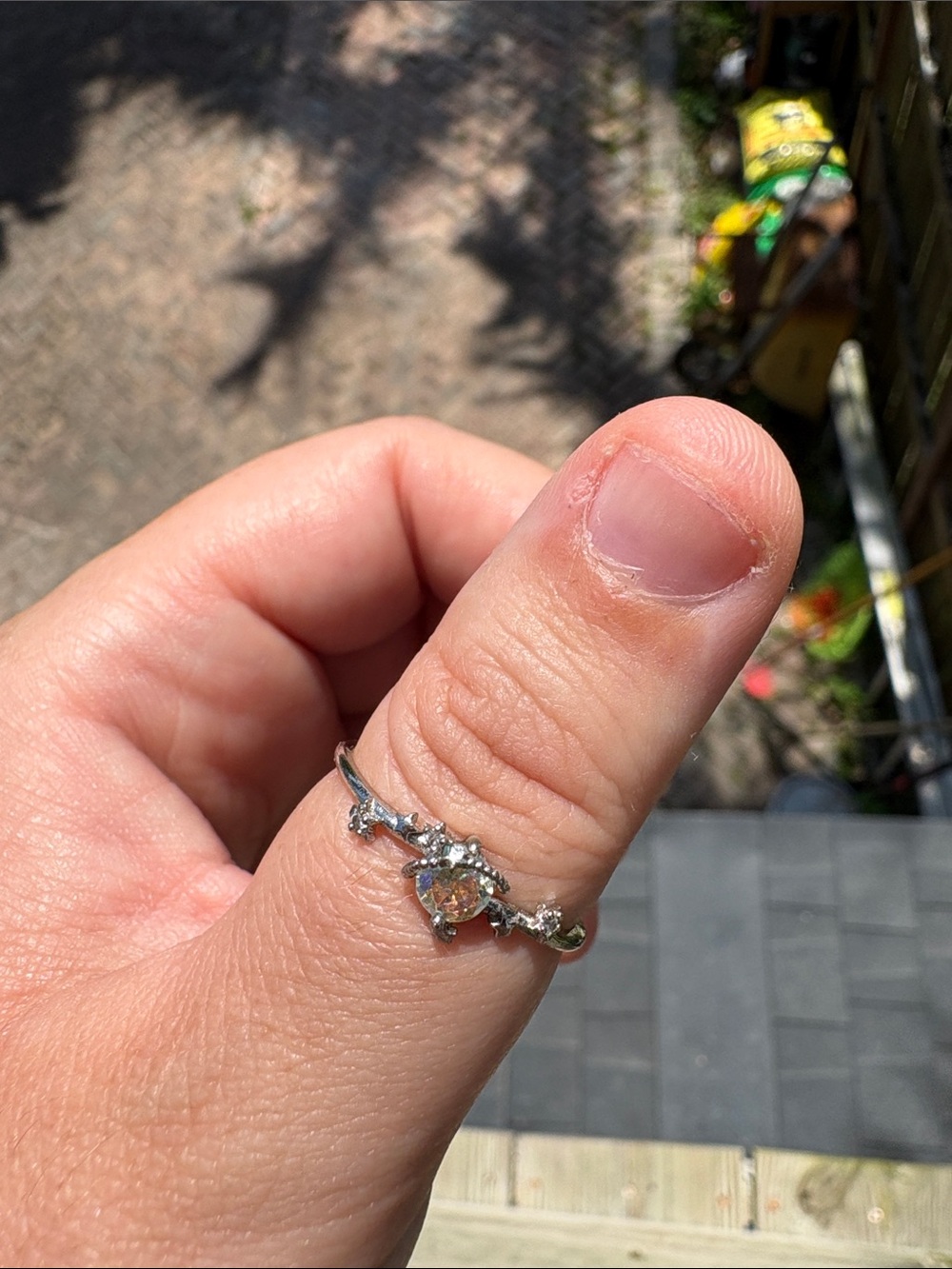Delicate Silver-Tone Ring with Central Sparkling Stone